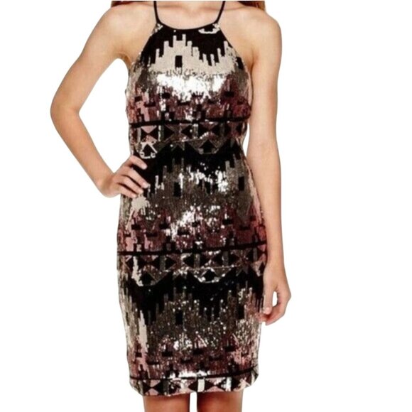 My Michelle Tribal Multi Colored Fully Sequined Cocktail Party Dress Size 1/XS - Picture 1 of 7